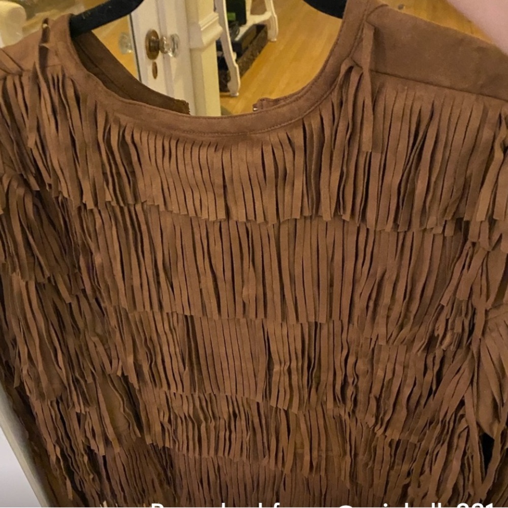 Kate & Mallory Brown Fringe Fashion Forward Faux Suede Jacket - Picture 3 of 4